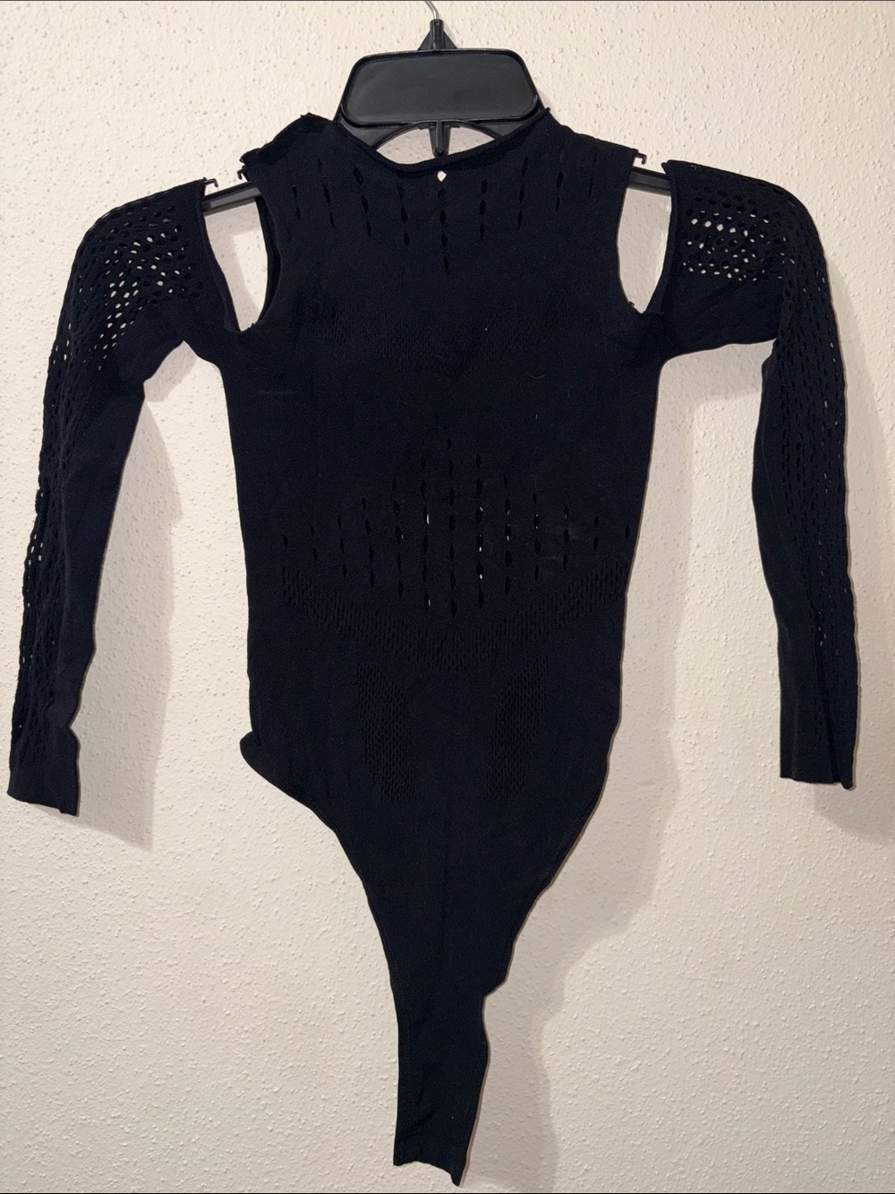 SHEIN Black Cold-Shoulder Knit Bodysuit